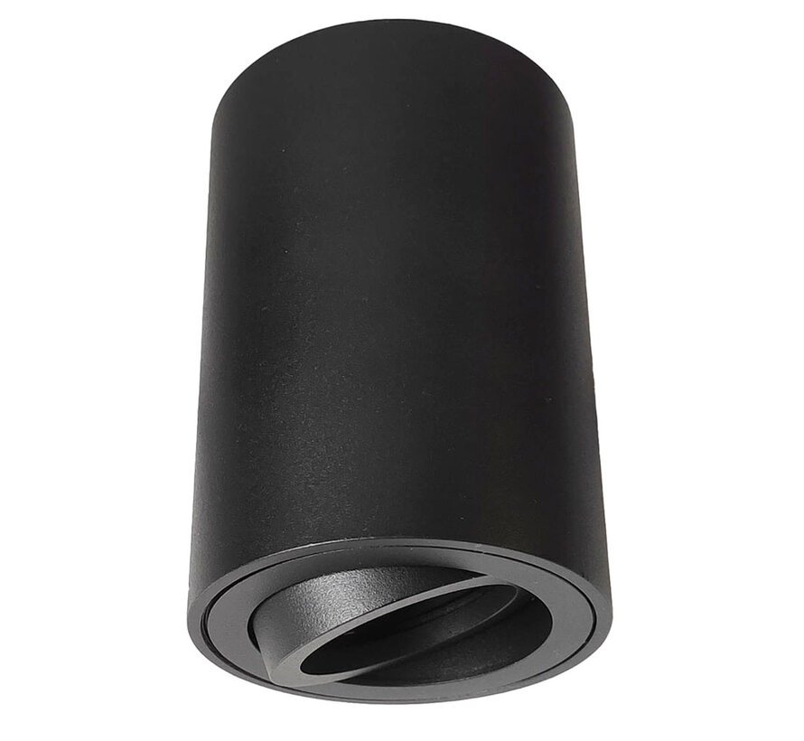 LED Plafondspot - Zwart - Tube Rond - GU10 fitting - Kantelbaar - Excl. LED spot