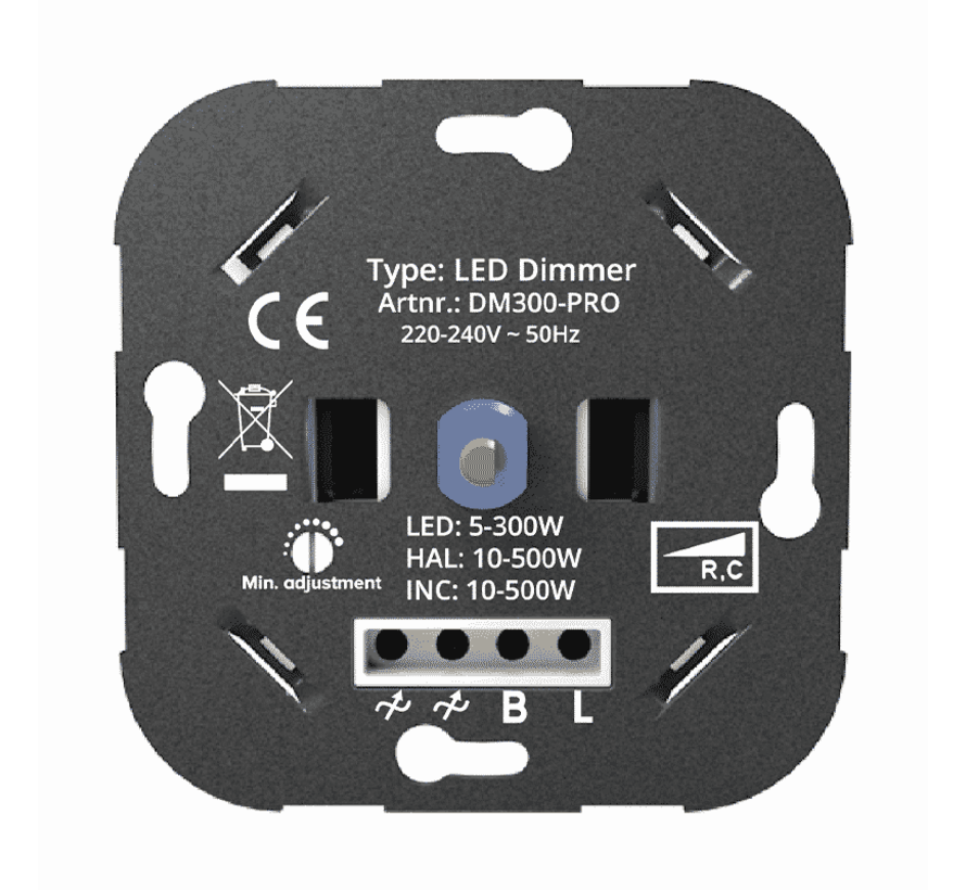 LED dimmer Fase af- en aansnijding - Geschikt voor alle dimbare LED-verlichting tot max. 300W