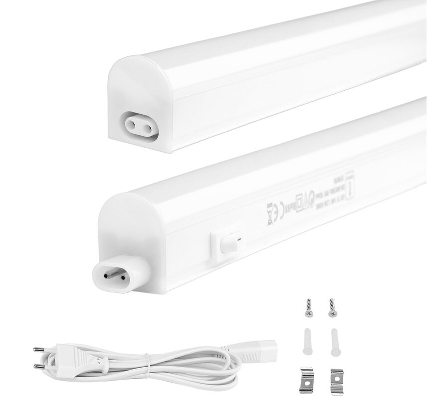 T5 LED armatuur 60cm - 8W vervangt 80W - Lichtkleur optioneel - compleet met 1.5m aansluitsnoer en aan- uitknop