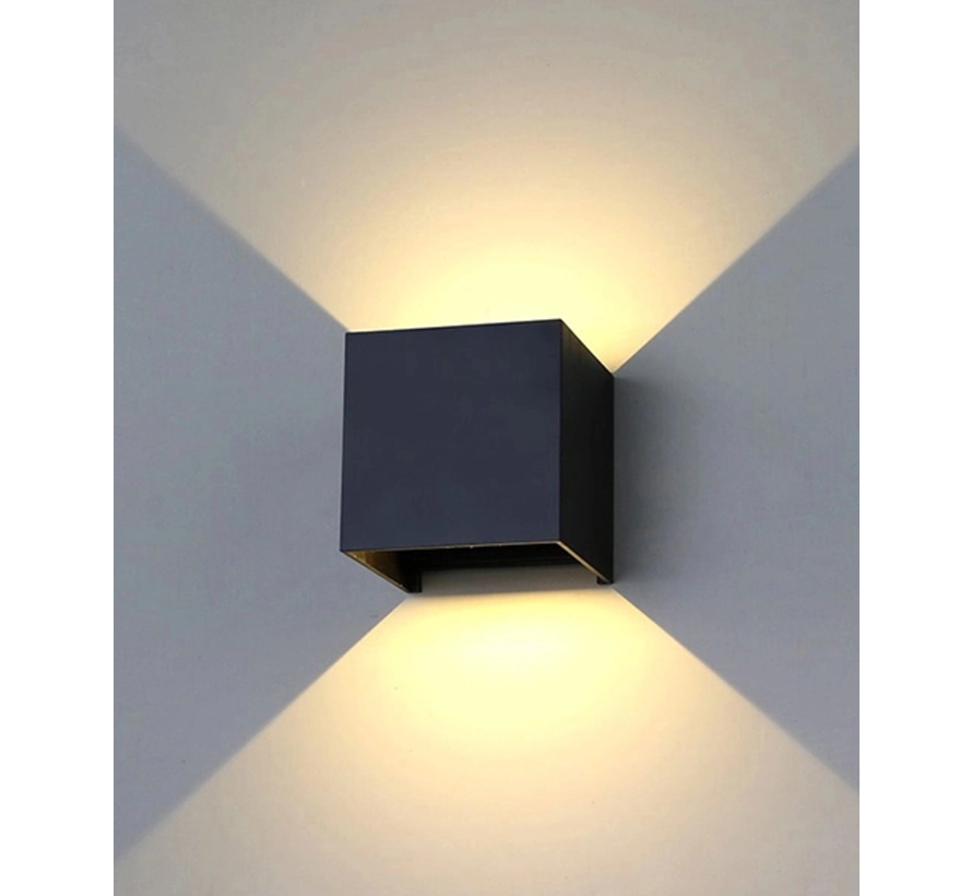 LED  Wandlamp  IP54 - Zwart - 2x3W - Up and Down verstelbare lichtspreiding - Lichtkleur optioneel