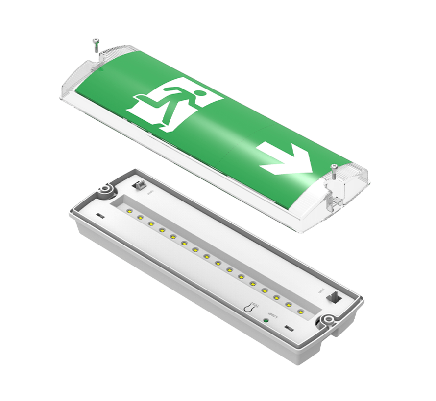 LED Noodverlichting portiek - Wit - 3W - Vluchtweg aanduiding - Wand/ Plafond montage - 3H LifePO4 3.2V 1.5Ah accu - Transparant PMMA