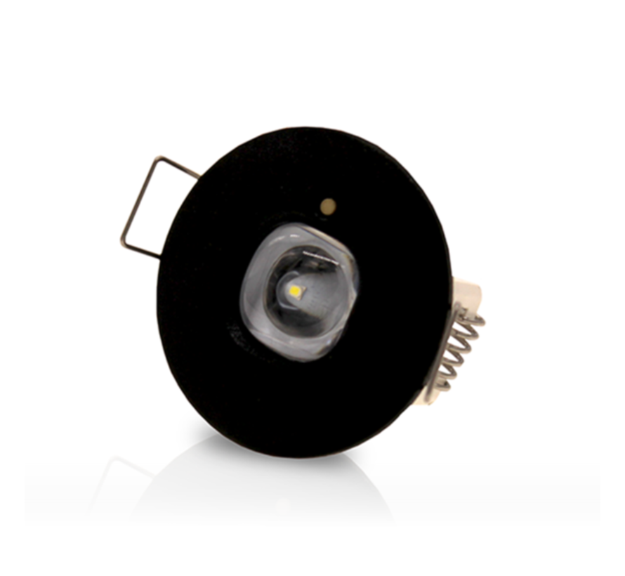 LED Inbouwspot - Zwart - 1W Nood 3H - 35mm - Paniekverlichting - 3.2V 1500mAh LiFePO4