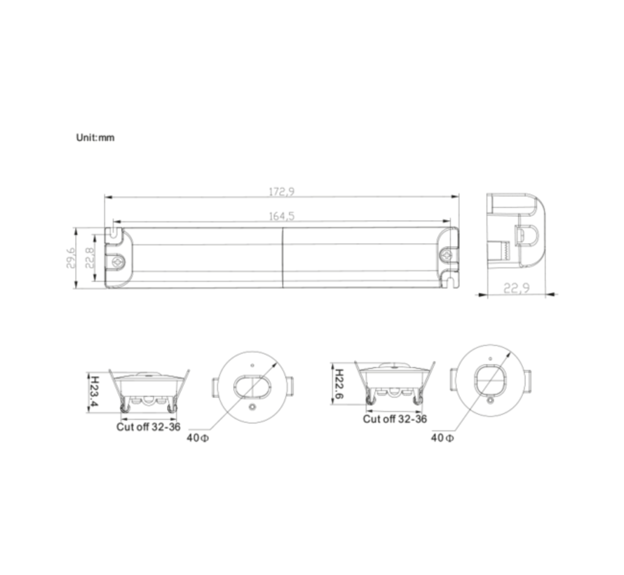 LED Inbouwspot - Zwart - 1W Nood 3H - 35mm - Paniekverlichting - 3.2V 1500mAh LiFePO4