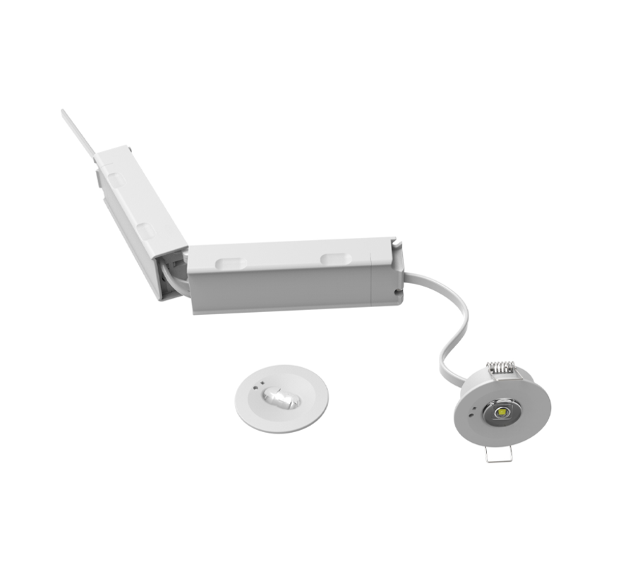 LED Nood Inbouwspot Wit - 228Lumen - Nood paniekverlichting 3H - 45mm - 3.2V 3300mAh LiFePO4 accu - met extra lens