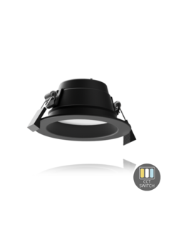 LCB LED LED Downlight 113mm - Zwart - 10W  800Lm - 830-840-865 CCT | Zaagmaat 90mm incl. aansluitstekker 1.5m