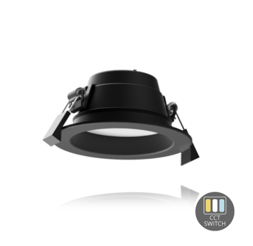 LCB LED LED Downlight 113mm - Zwart - 10W  800Lm - 830-840-865 CCT | Zaagmaat 90mm incl. aansluitstekker 1.5m