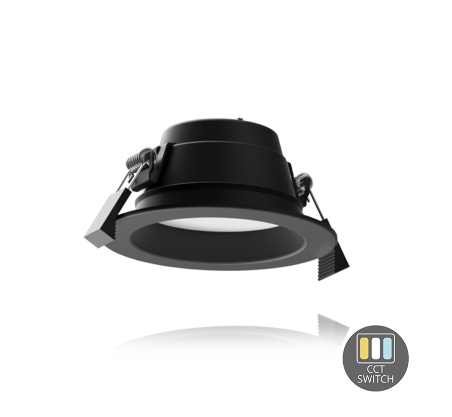 LED Downlight 113mm - Zwart - 10W  800Lm - 830-840-865 CCT | Zaagmaat 90mm incl. aansluitstekker 1.5m