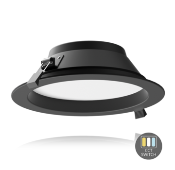 LCB LED LED Downlight 230mm - Zwart - 20W 1700Lm - 830-840-865 CCT | Zaagmaat 192mm incl. aansluitstekker 1.5m