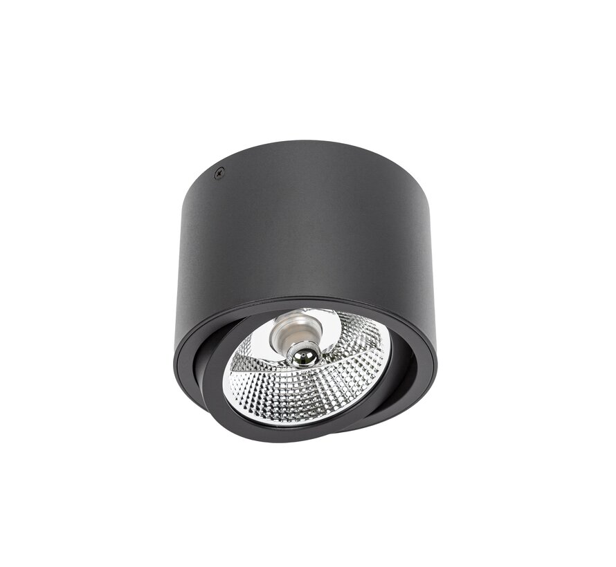 LED Plafondspot - Mat Zwart - Rond - AR111 / GU10 aansluiting - Kantelbaar - Excl. AR111 spot