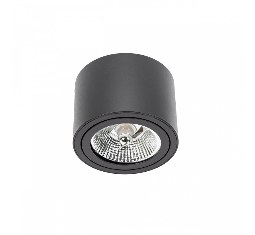 LED Plafondspot - Mat Zwart - Rond - AR111 / GU10 aansluiting - Kantelbaar - Excl. AR111 spot