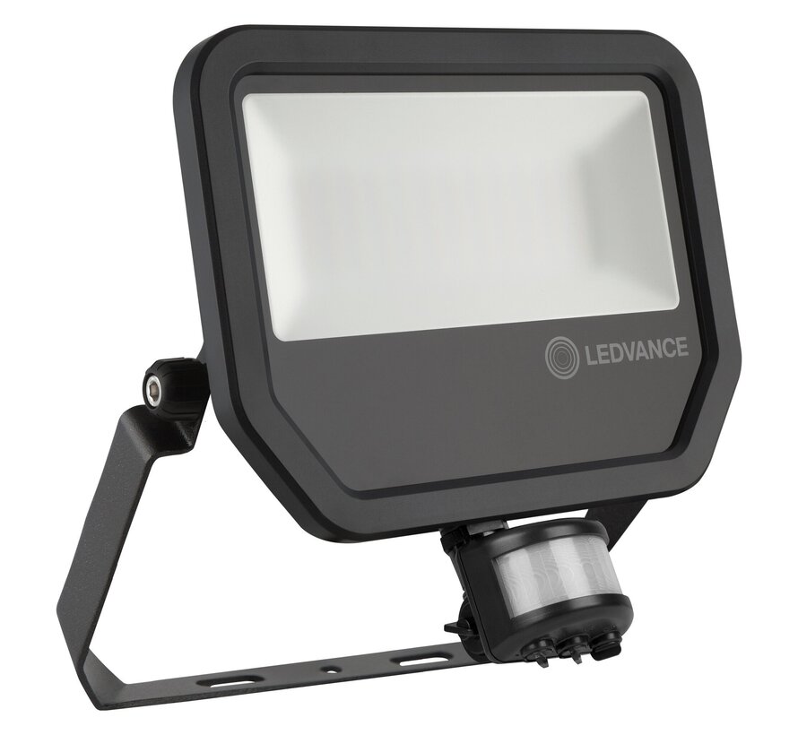 LED Breedstraler IP66 - Sensor Zwart - 41W 6000Lm - 4000k 840 Helder Wit | IK07 Schemer en Bewegingssensor - 1M aansluitkabel