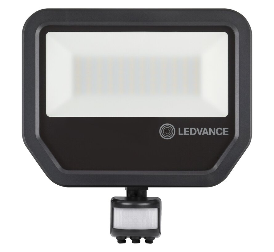 LED Breedstraler IP66 - Sensor Zwart - 41W 6000Lm - 4000k 840 Helder Wit | IK07 Schemer en Bewegingssensor - 1M aansluitkabel