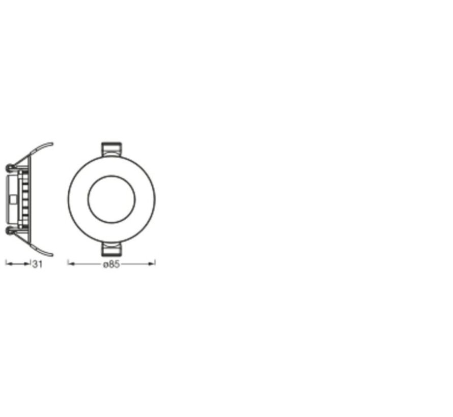 LED Downlight Slim Recess Wit 4.5W 240lm 110D - 840 Koel Wit | 85mm - Zaagmaat 72mm