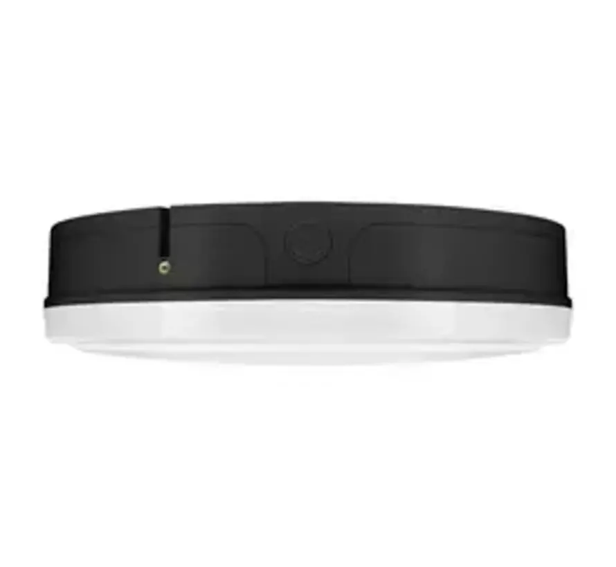 LED Wandlamp Bulkhead Surface Sensor - IP65 Ø250MM - Zwart - 10W 800Lm - 3000k 830 Warm wit | IK10 Daglichtsensorsor