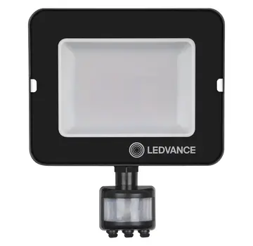 Ledvance LED Breedstraler IP65  - Sensor Zwart - 50W 4500Lm - 3000k 830 Warm Wit  |  IK08 Schemer en Bewegingssensor - 1M aansluitkabel