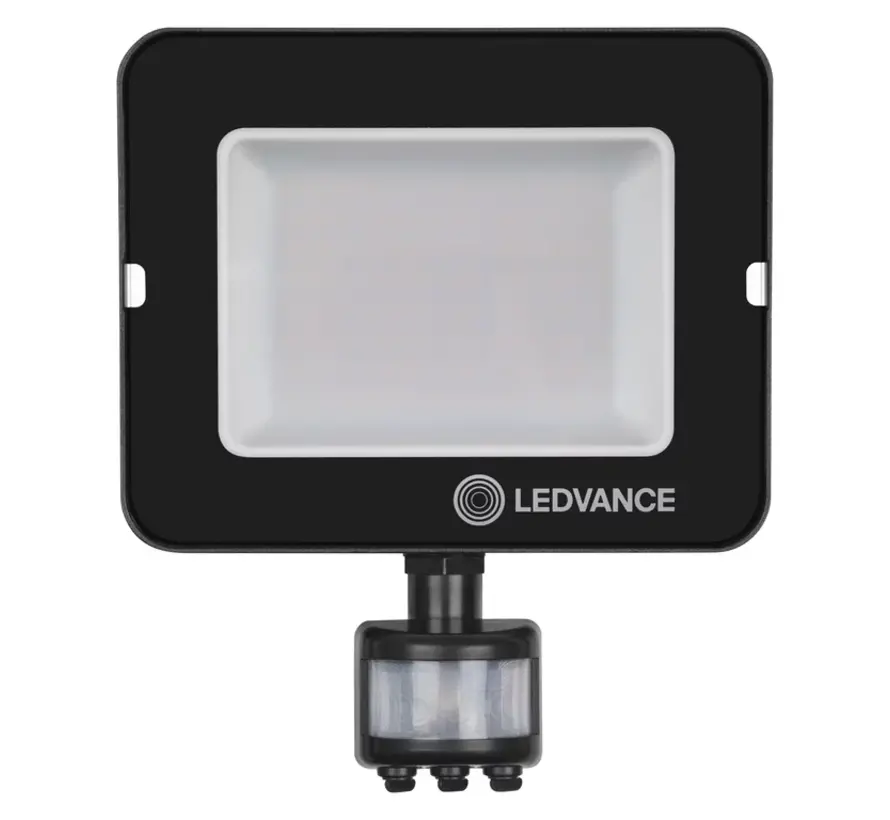 LED Breedstraler IP65  - Sensor Zwart - 50W 4500Lm - 3000k 830 Warm Wit  |  IK08 Schemer en Bewegingssensor - 1M aansluitkabel