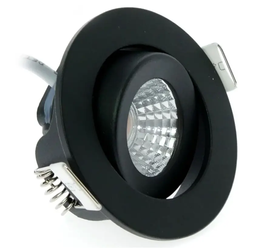 LED Mini Inbouwspot IP65 - Zwart 62MM - 5W 450LM - 2700K 827 Warm Wit | Zaagmaat 52MM - Triac Dimbaar | Geschikt voor badkamer