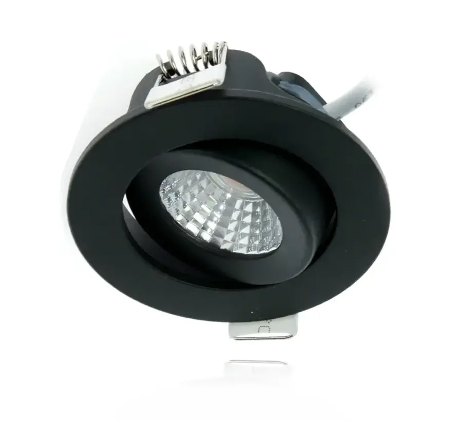 LED Mini Inbouwspot IP65 - Zwart 62MM - 5W 450LM - 2700K 827 Warm Wit | Zaagmaat 52MM - Triac Dimbaar | Geschikt voor badkamer