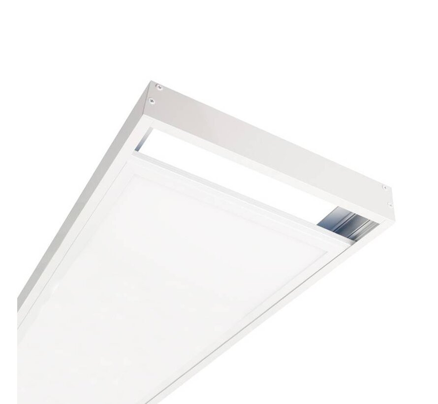 LED Paneel opbouw framesysteem - Klik Systeem - 150x30x7 cm - Wit aluminium - Geschikt voor Backlit en Sidelit panelen