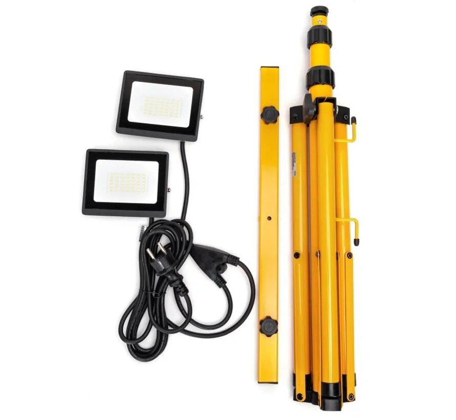 LED Schijnwerper met statief - 2x30W 5400 Lumen - 6500K - IP65