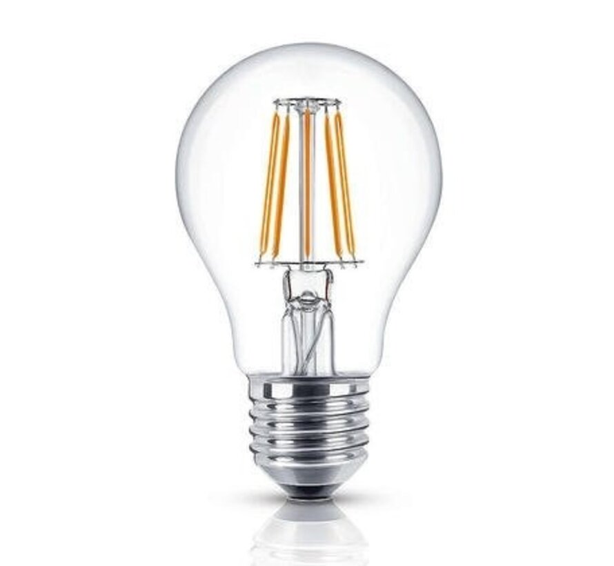 LED Filament lamp Helder glas - E27 Fitting - Peer A60 - 3.8W  213Lm/ W - 3000K 830 warm wit | Energie label A