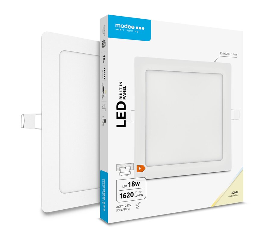 LED Inbouwspot - 18W 1620lm - 4000K - Vierkant