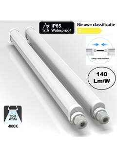 LED Batten - Waterdicht IP65- 120cm 40W - 4000K helder wit licht (840) - compleet incl. bevestigingsmateriaal
