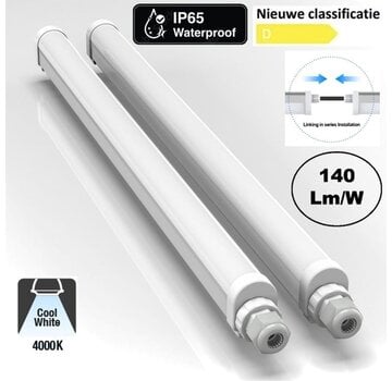 LED Batten - Waterdicht IP65- 120cm 40W - 4000K helder wit licht (840) - compleet incl. bevestigingsmateriaal