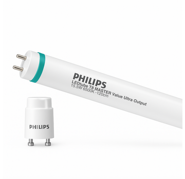 Philips LED Buis T8 MASTER Value (EM/Mains) Ultra Output 15.5W 2500lm - 865 Daglicht | 120cm - Vervangt 36W
