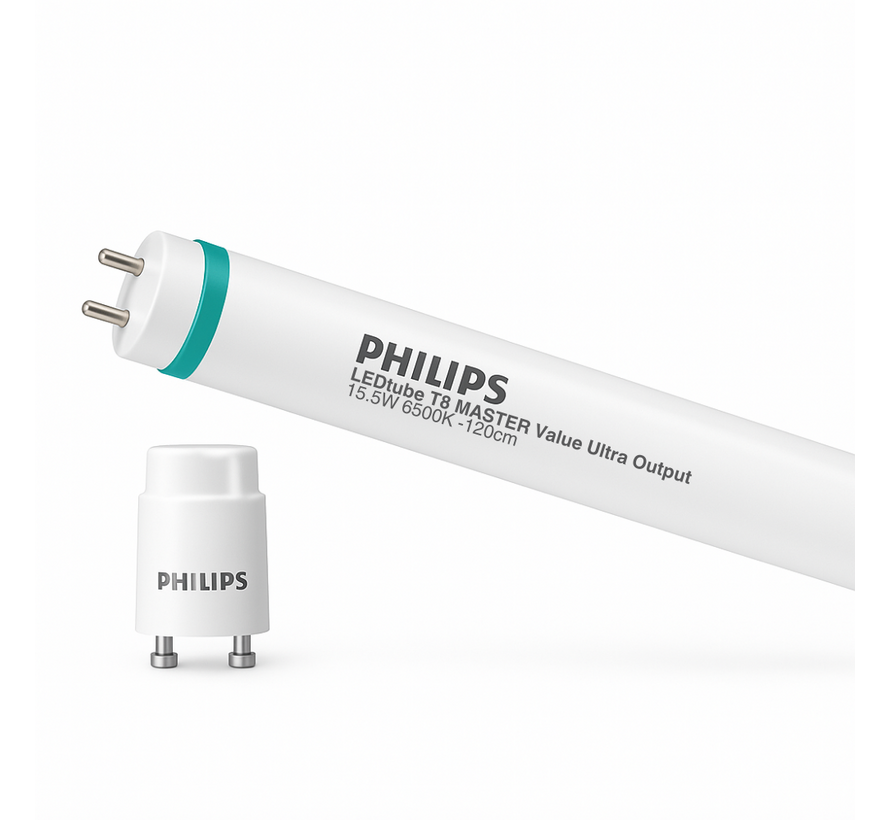 LED Buis T8 MASTER Value (EM/Mains) Ultra Output 15.5W 2500lm - 865 Daglicht | 120cm - Vervangt 36W