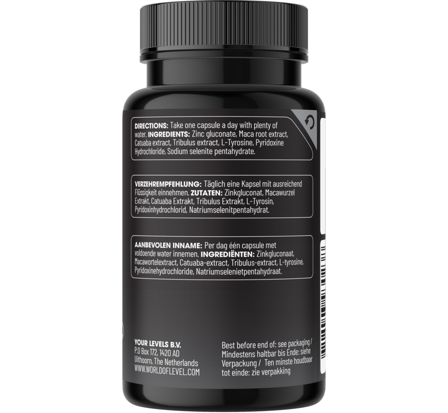 Level Performance | 60 vegan caps | Mannenformule
