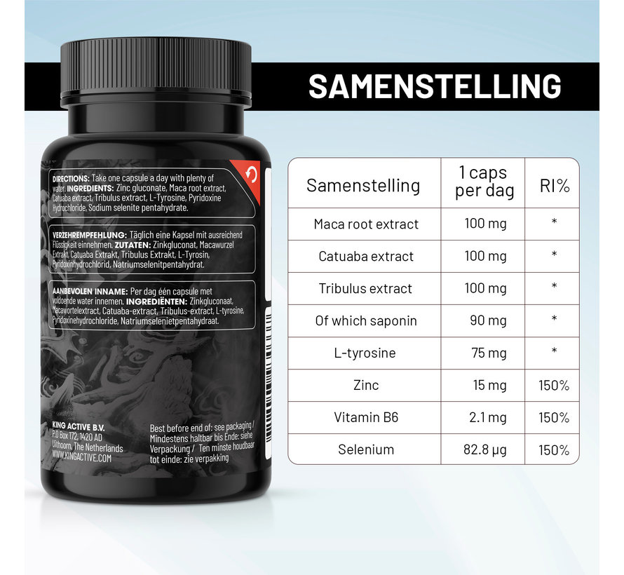 King Active Platinum | 60 vegan caps | Mannenkracht wanneer het moment daar is