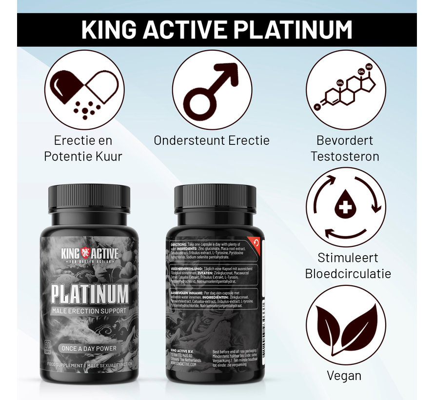 King Active Platinum | 60 vegan caps | Erectie kuur | Positieve invloed op de Fysieke en Mentale Gezondheid