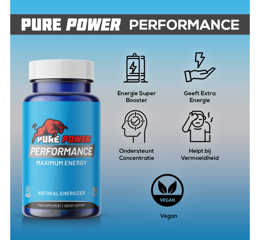 Pure Power Performance | 60 vegan caps | Maximum Energy | Energy Booster