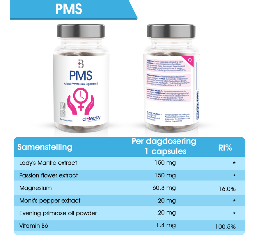 PMS | 60 Vegan caps | Voor een evenwichtige cyclus