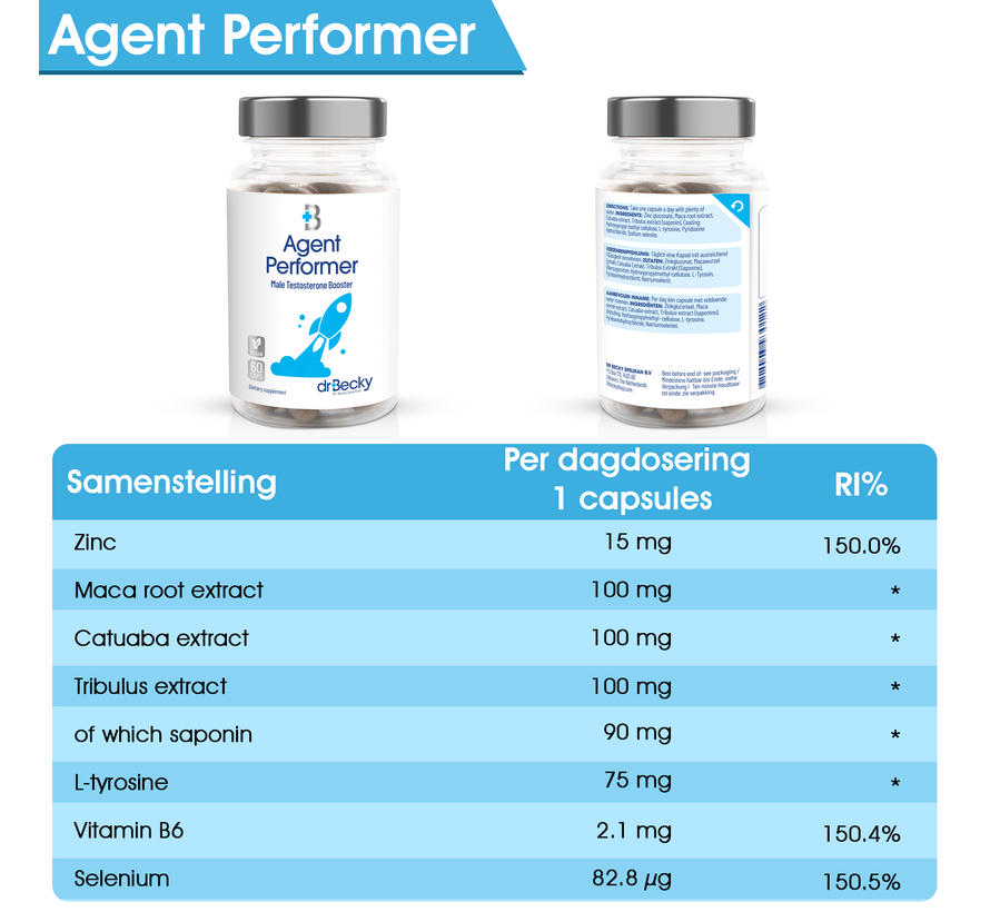 Agent Performer | 60 Vegane Kapseln | Potenz und Testosteron-Booster