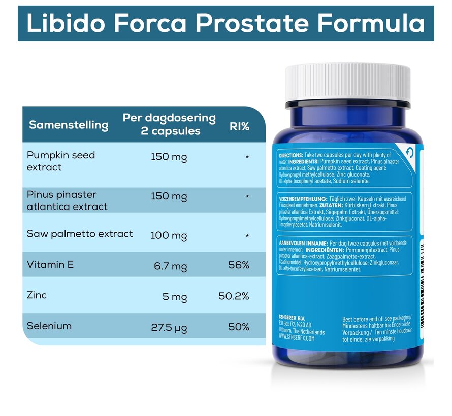 Prostate Formula | 60 vegan caps | Prostaat & Potentie | Ondersteunt de Blaas, Potentie & Urinewegen