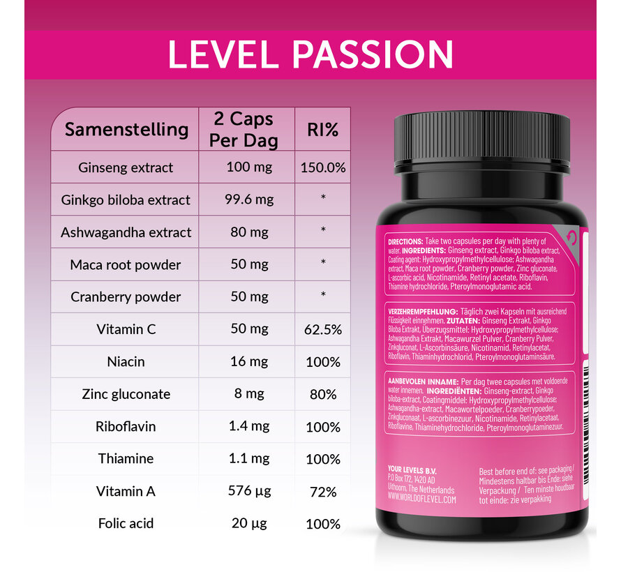 Level Passion | 60 Vegane Kapseln | Intense Intimacy for Women