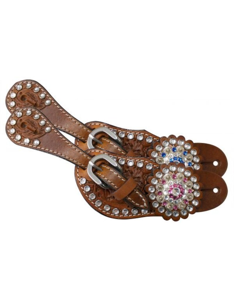 Showman Youth Crystal Rhinestone Spur Straps These Spur Straps