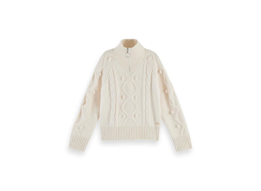 Half-zip cable knit pullover