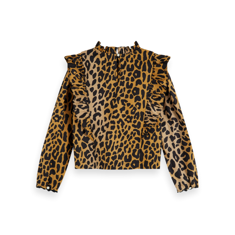 All-over printed top with ruffles 158124 - Dwarz - kinderkleding