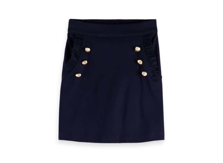 Classic clean jersey skirt with shell buttons