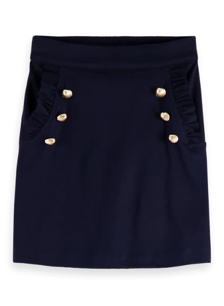 Classic clean jersey skirt with shell buttons
