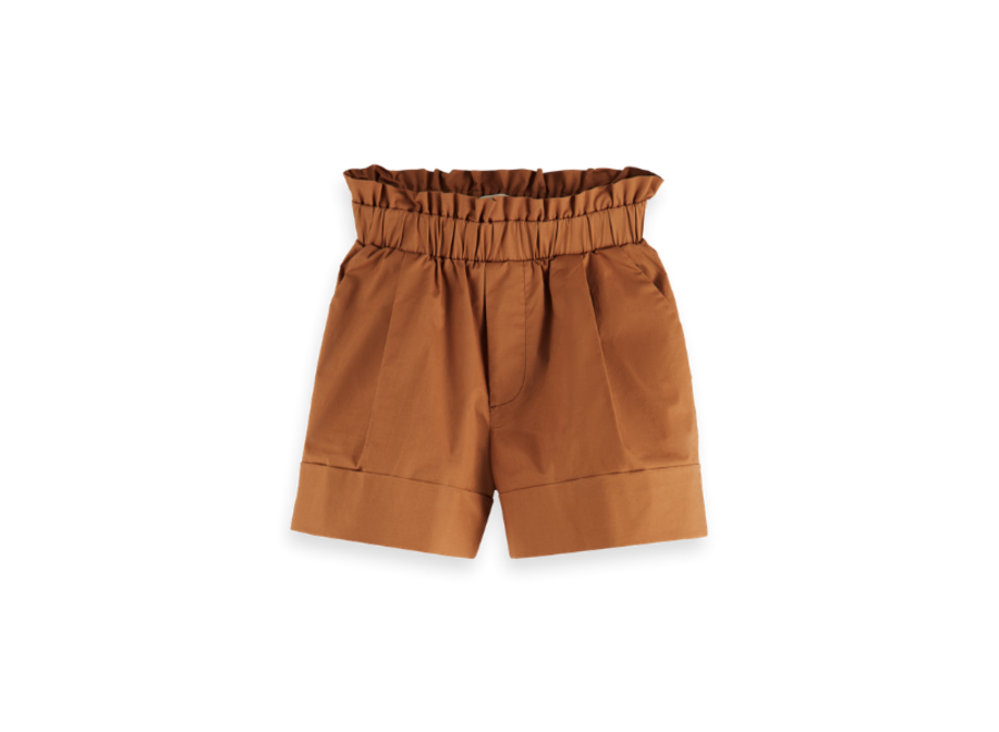 Wider fit cotton shorts with elasticated waist