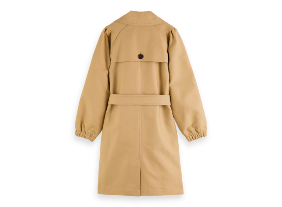 Longer-length classic trench coat