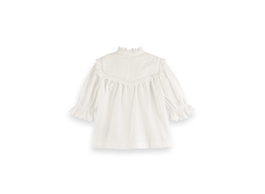 Scotch & Soda Broidery anglaise long-sleeved cotton top in Organic Cotton