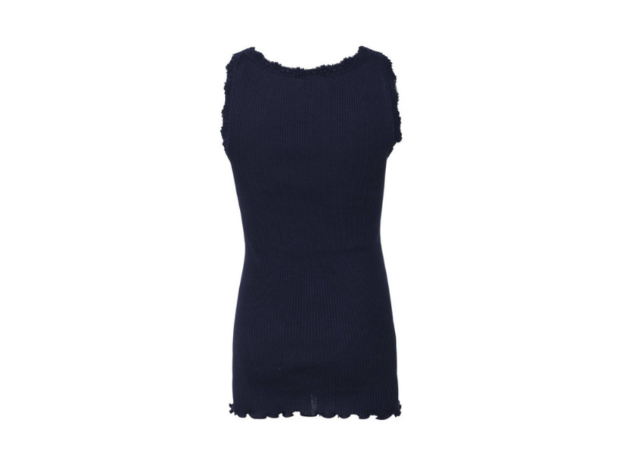 Silk top w/ lace navy