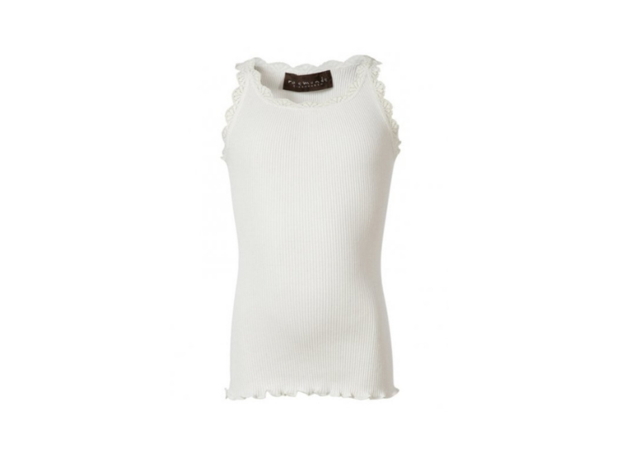 Silk top w/ lace new white