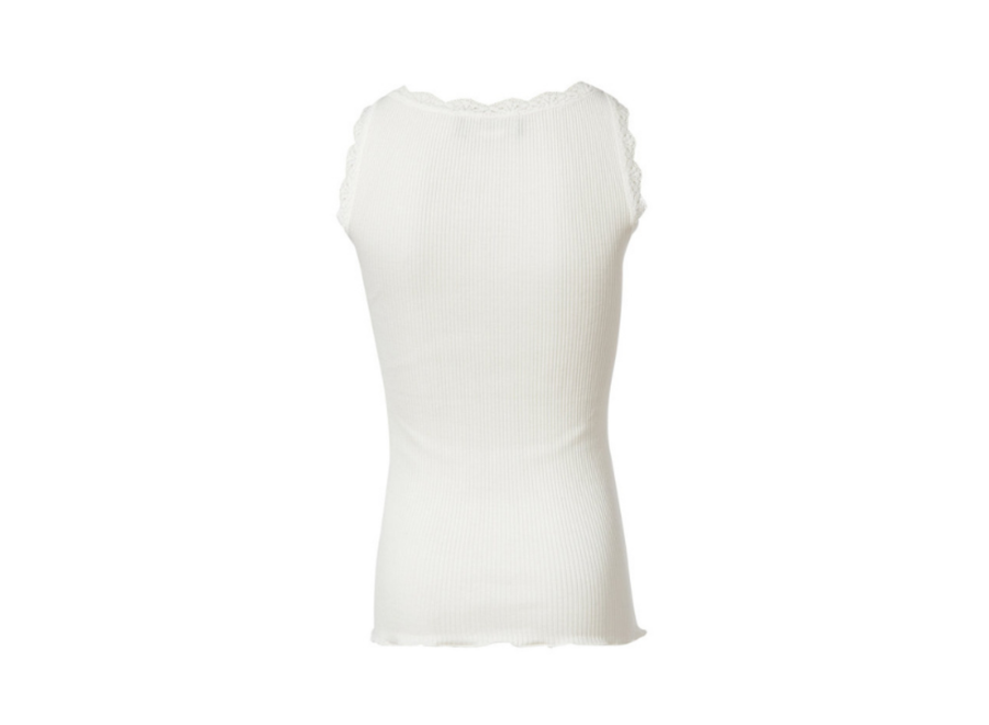 Silk top w/ lace new white