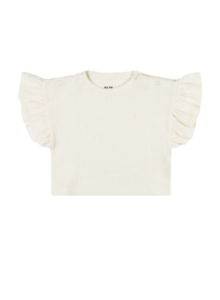 Alix Mini Kids Knitted Crinkle Jersey T-shirt Soft White